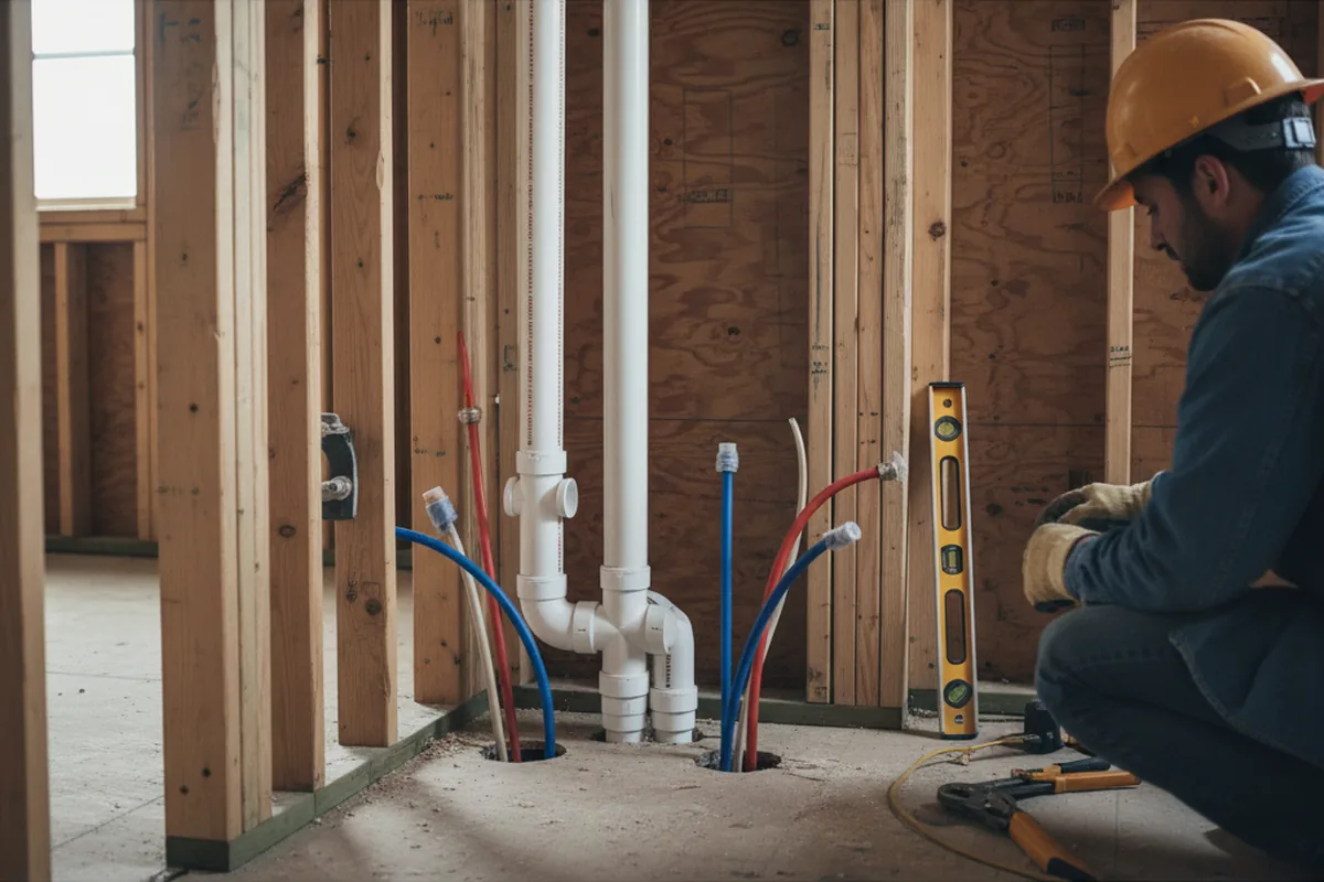 Drain and supply rough-in during Garbage Disposal Repair in Dos Palos