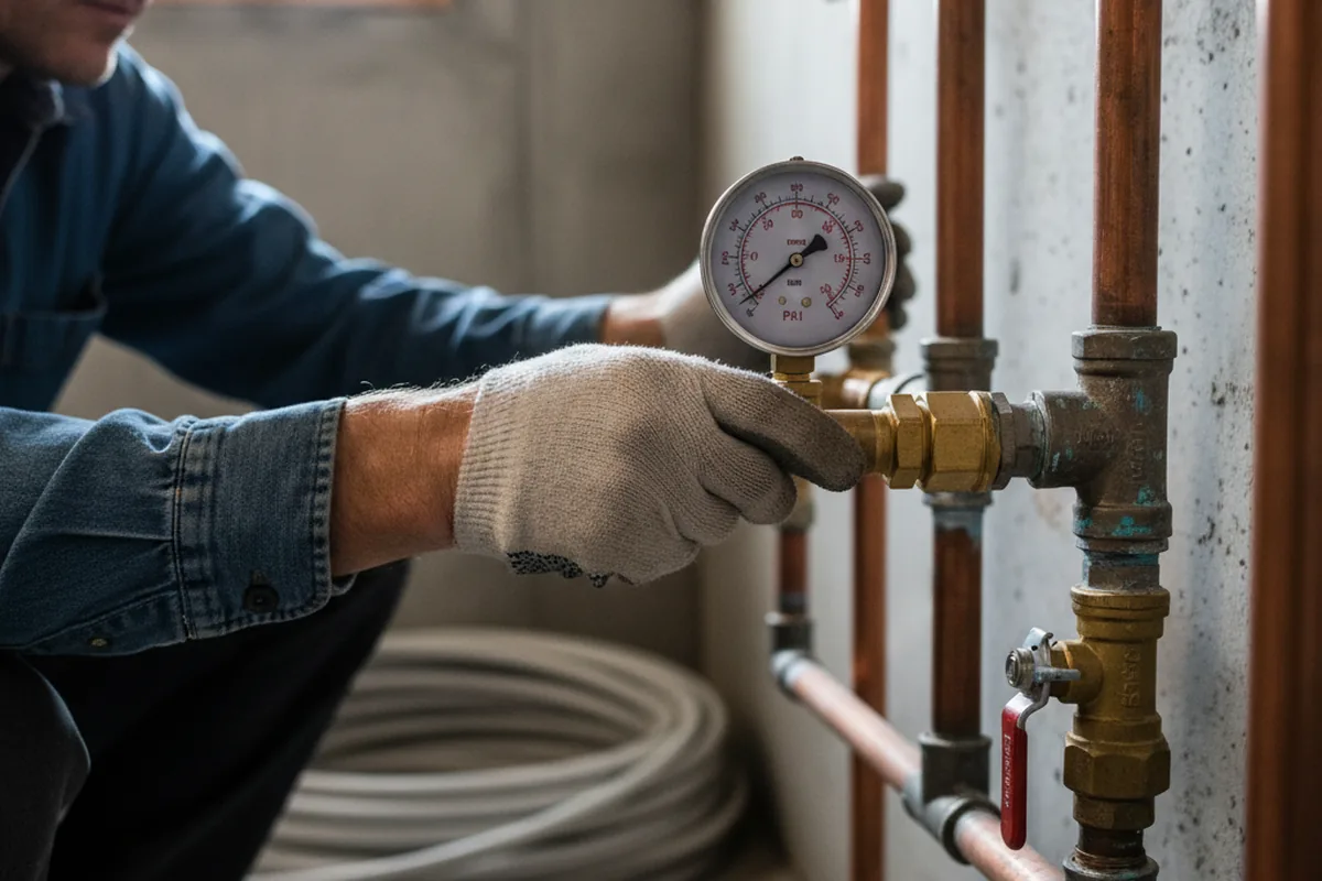 Pressure testing a repaired line during Water Line Repair in Dos Palos